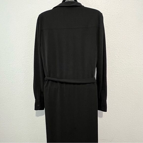 Y2K Maxi Shirt Dress Andrea Jovine Black long Sleeve Button Up Stretch Relaxed S - Picture 12 of 16